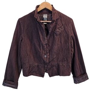 Lilith Paris Womens 2 Button Blazer Medium Brown Microsuede Minimalist Natural